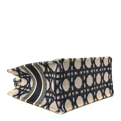 Christian Dior Canvas Macrocannage Embroidered Medium Book Tote Beige Blue 4 of 10