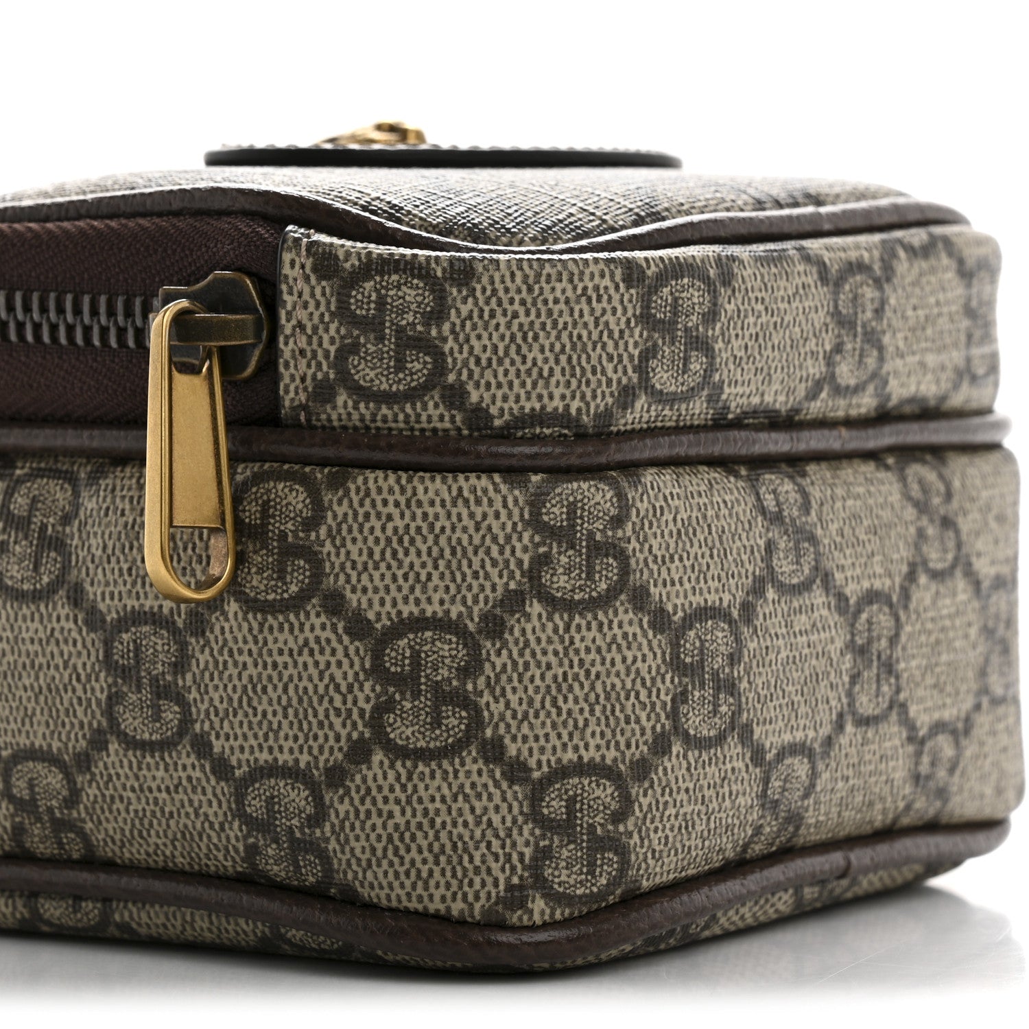 Gucci GG Supreme Monogram Mini Neo Vintage Double Zip Messenger Bag Beige New Acero Crop 9 of 10