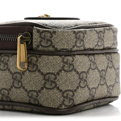Gucci GG Supreme Monogram Mini Neo Vintage Double Zip Messenger Bag Beige New Acero Crop 9 of 10