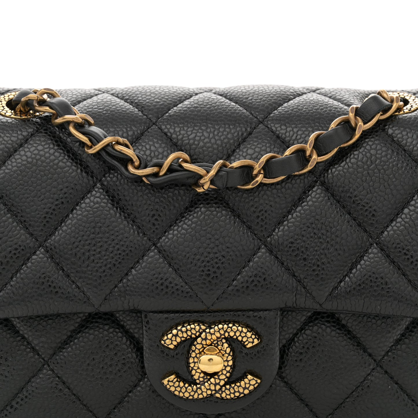 Grained Lambskin Quilted Mini Flap Black