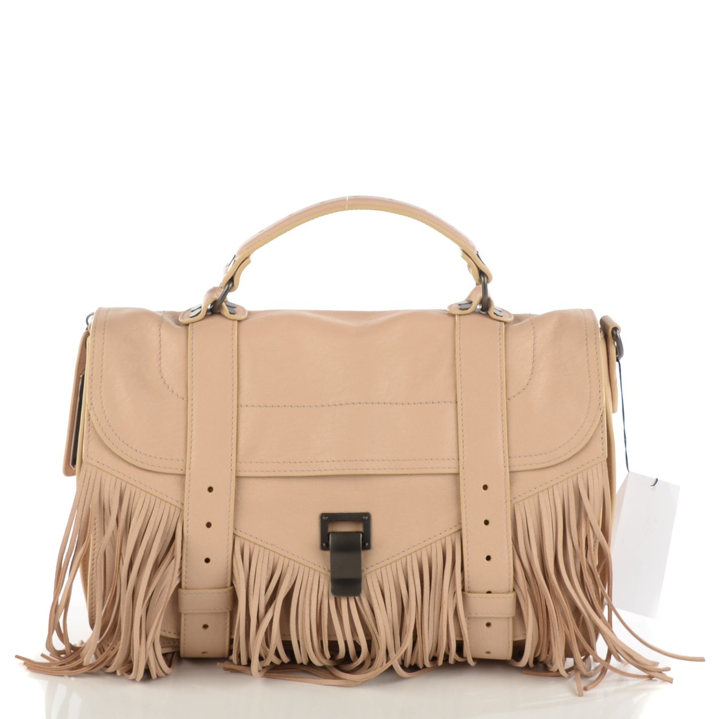 Lambskin Fringe Medium PS1 Satchel Nude