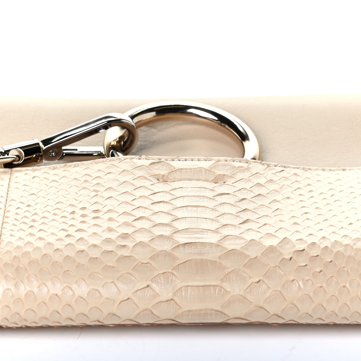 Chloe Snakeskin Calfskin Faye Clutch Pearl Beige 6 of 7
