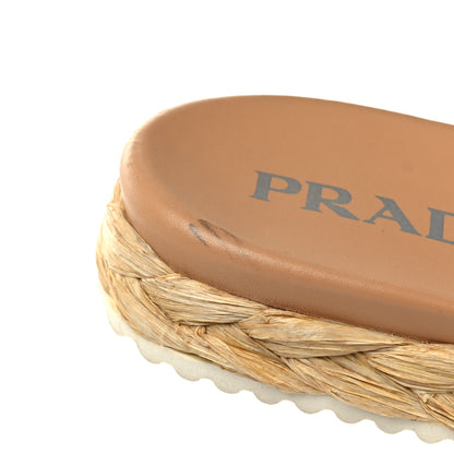 Prada Raffia Slide Sandals 37 Naturale 8 of 9