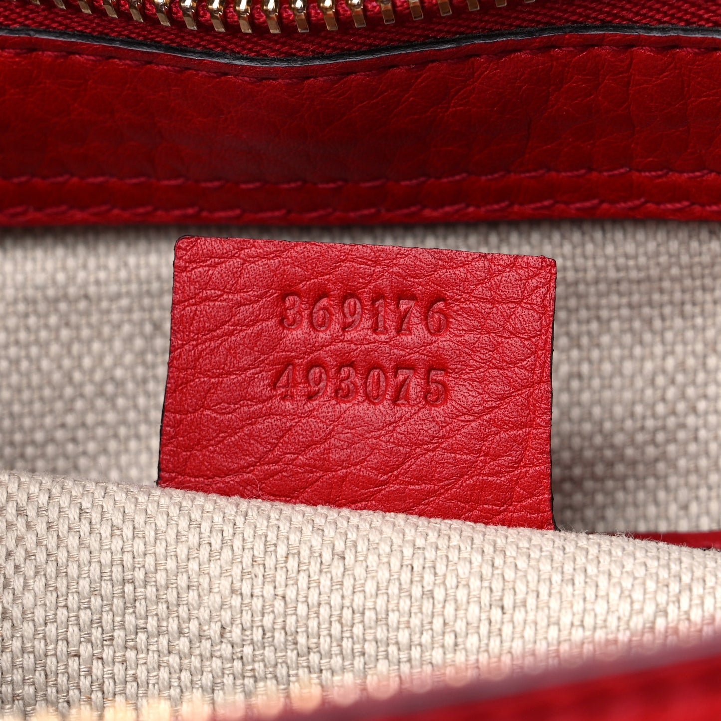 Pebbled Calfskin Small Soho Top Handle Bag Red