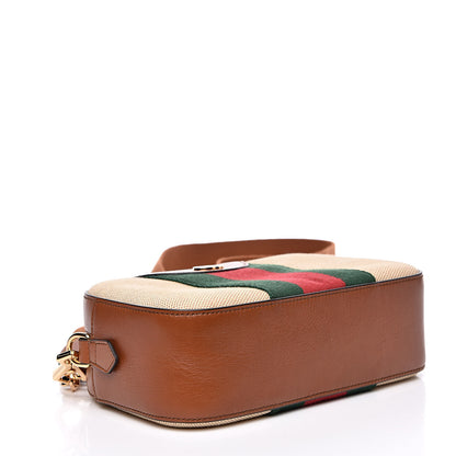 Gucci Vintage Canvas Web Shoulder Bag Sand Cuir 4 of 10