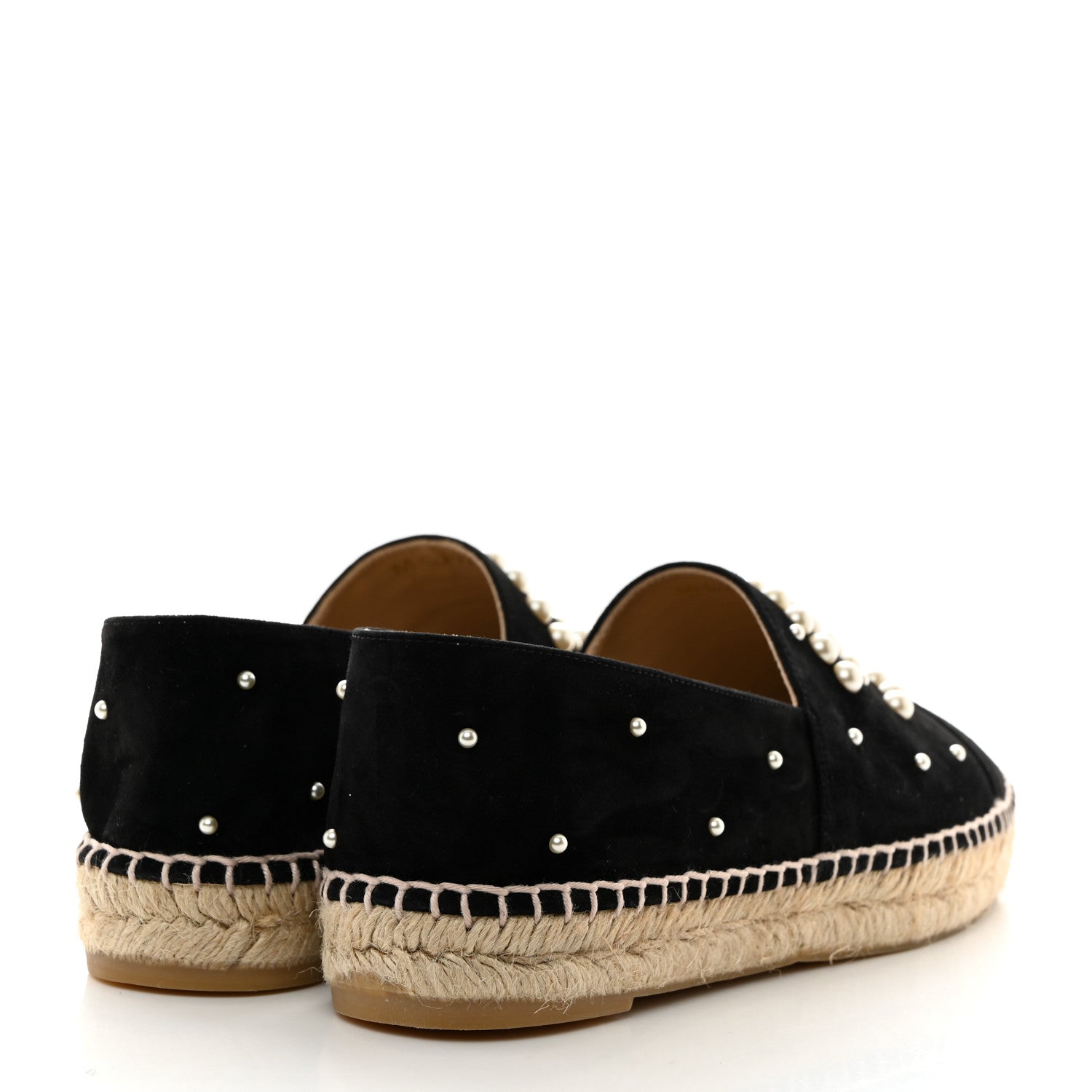 Chanel Suede Pearl CC Espadrilles 38 Black 4 of 9