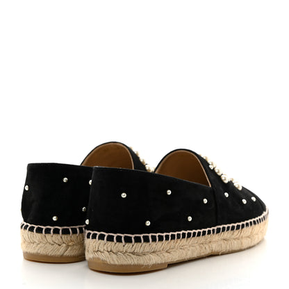 Chanel Suede Pearl CC Espadrilles 38 Black 4 of 9