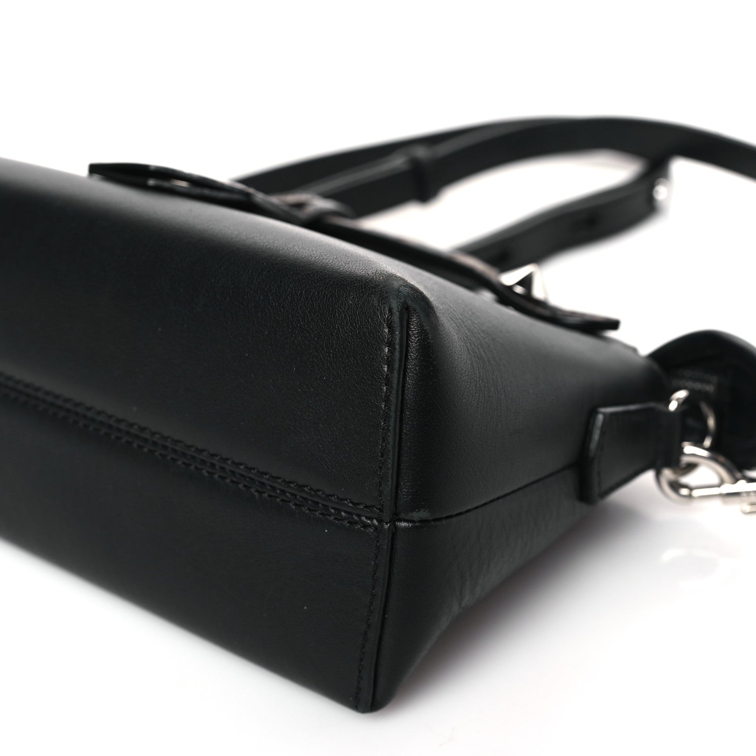 Fendi Vitello Dolce Bi-Color FF 1974 Embossed Mini By The Way Boston Bag Black Maya 9 of 9