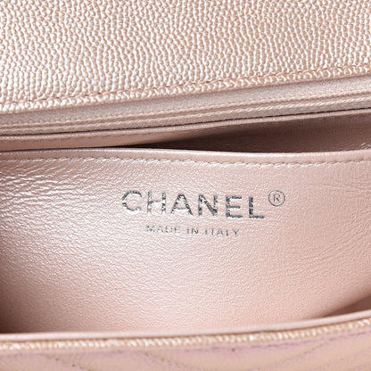 Chanel Iridescent Caviar Chevron Quilted Mini Rectangular Flap Light Gold 6 of 10