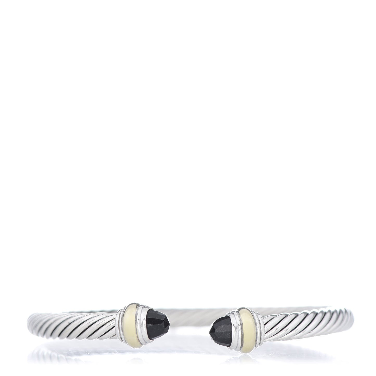 Sterling Silver 14K Yellow Gold Black Onyx 5mm Cable Classics Bracelet