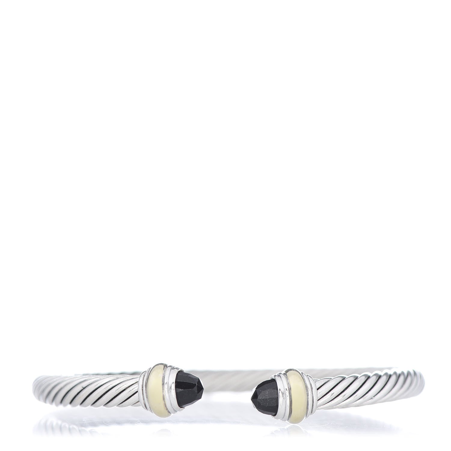 David Yurman Sterling Silver 14K Yellow Gold Black Onyx 5mm Cable Classics Bracelet 1 of 5