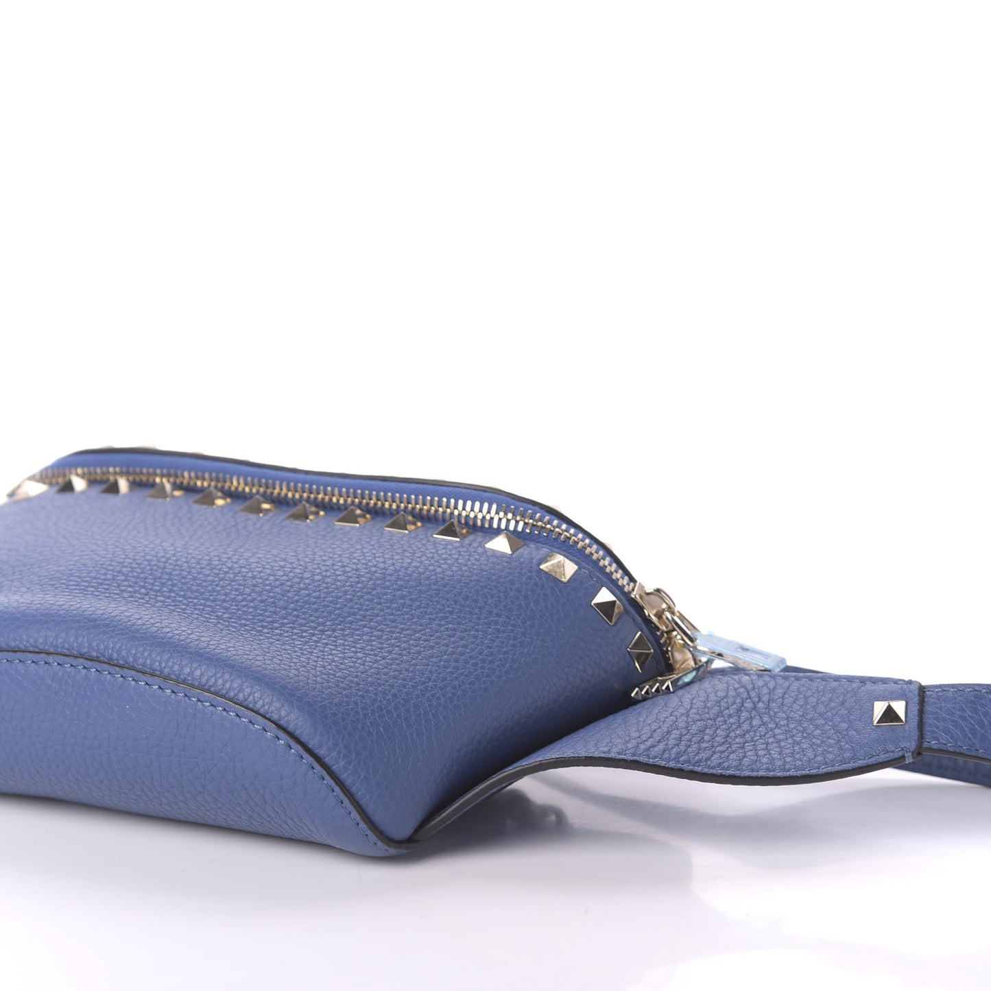 Grained Calfskin Rockstud Belt Bag Blu Delft