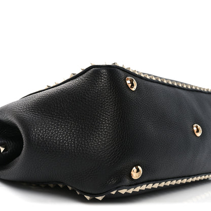 Valentino Garavani Vitello Medium Rockstud Tote Black 8 of 9