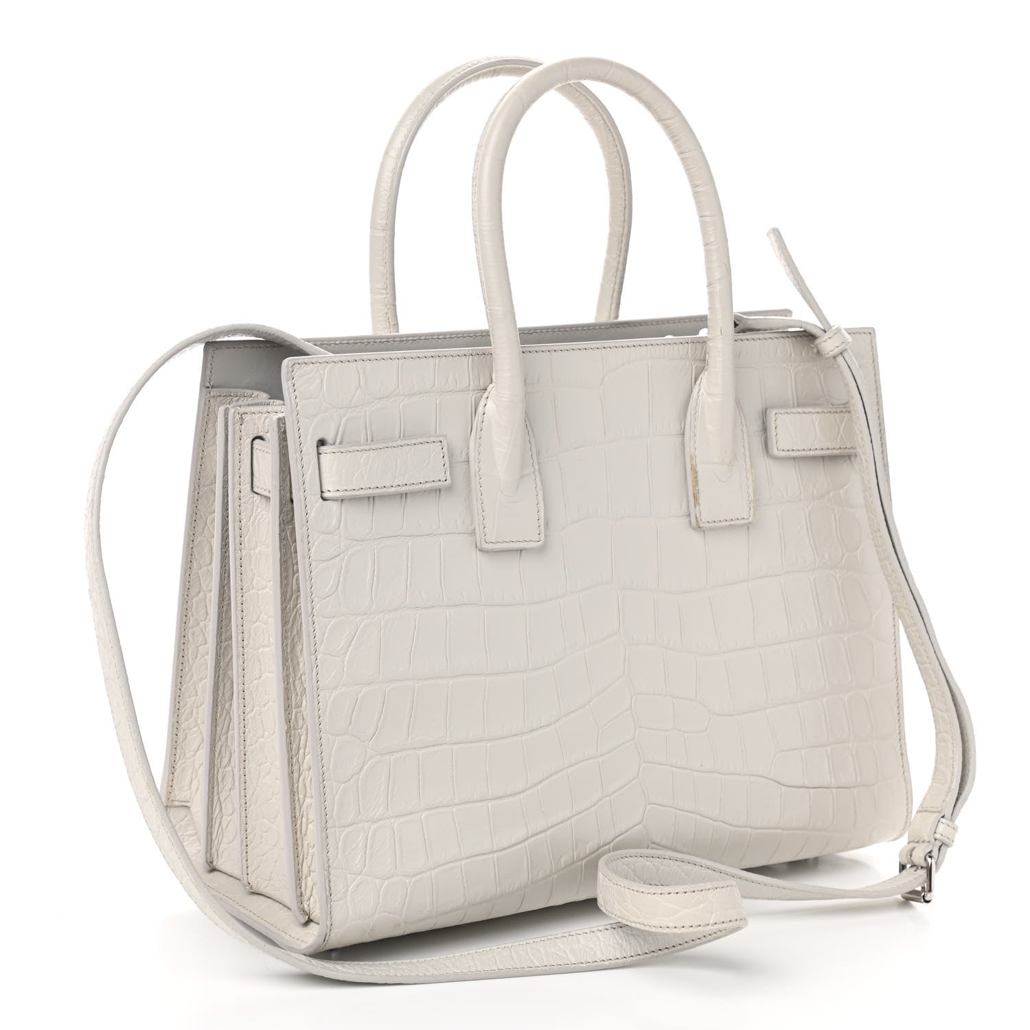 Saint Laurent Calfskin Crocodile Embossed Baby Sac De Jour Gris Perle 4 of 10