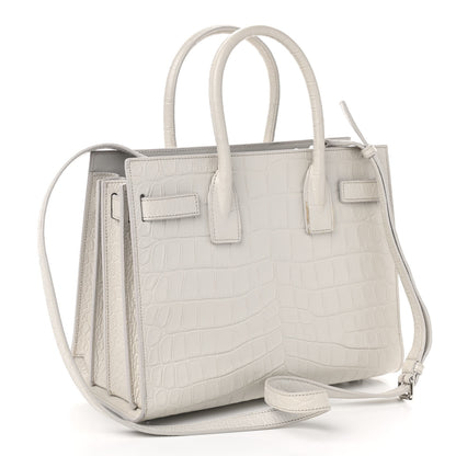 Saint Laurent Calfskin Crocodile Embossed Baby Sac De Jour Gris Perle 4 of 10