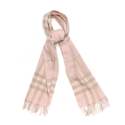 Burberry Cashmere Giant Check Fringe Scarf Pink 1 of 4