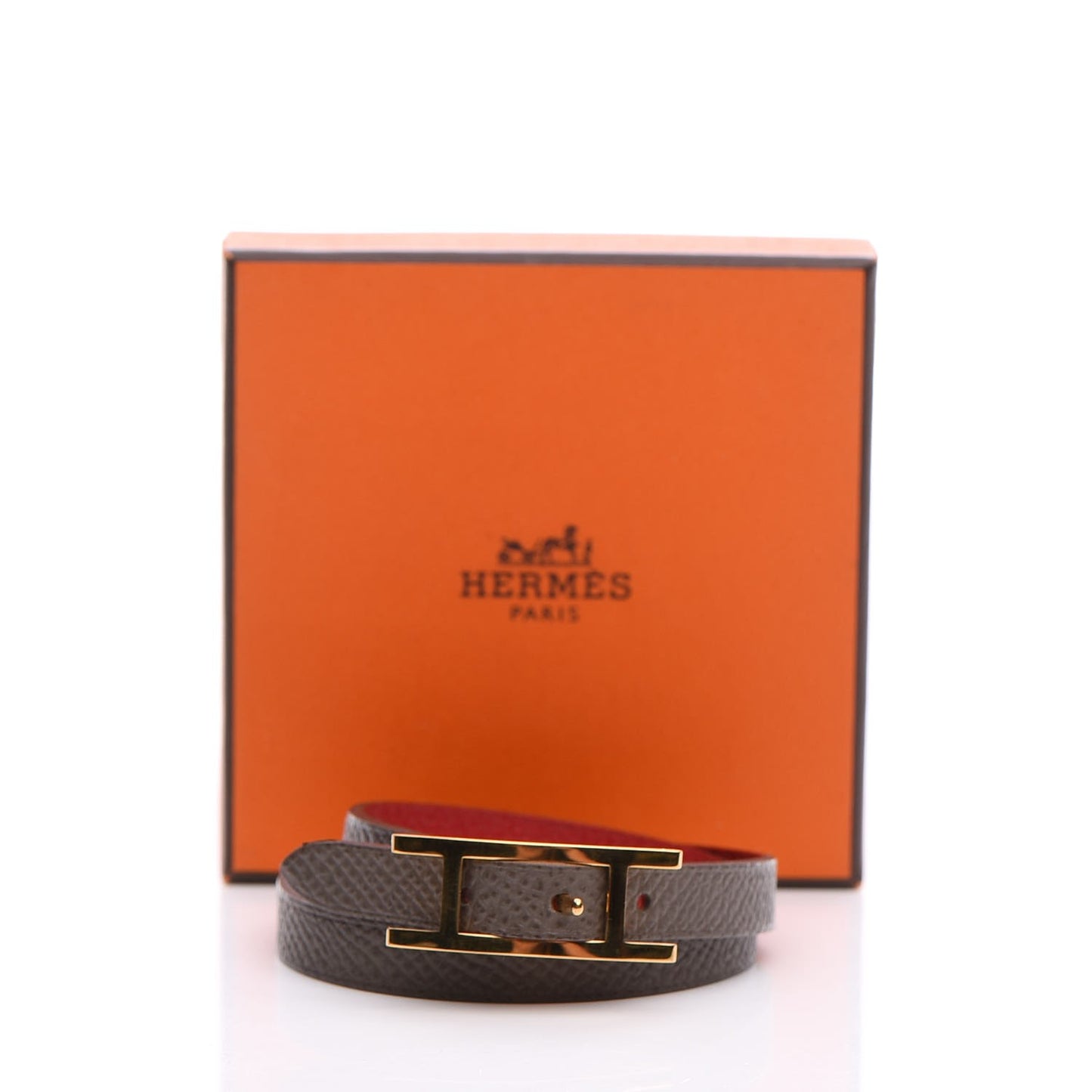 Epsom Behapi Double Tour Bracelet XS Rouge Casaque Etain