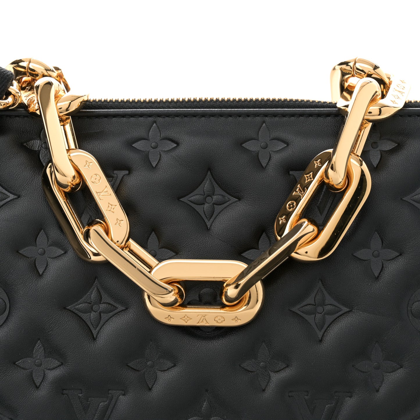 Lambskin Embossed Monogram Coussin MM Black