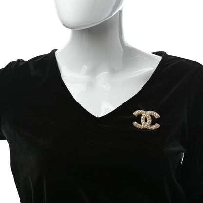 Chanel Pearl Crystal CC Brooch Gold 2 of 4