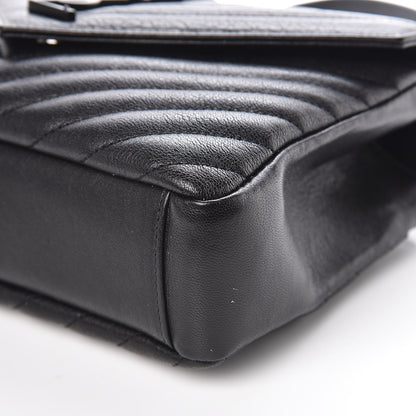 Saint Laurent Sheepskin Matelasse Chevron Monogram Medium College Bag Black 6 of 10