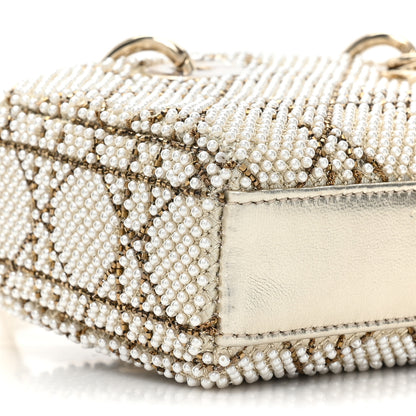 Christian Dior Lambskin Pearl Embroidered Micro Lady D-Joy Gold 9 of 10