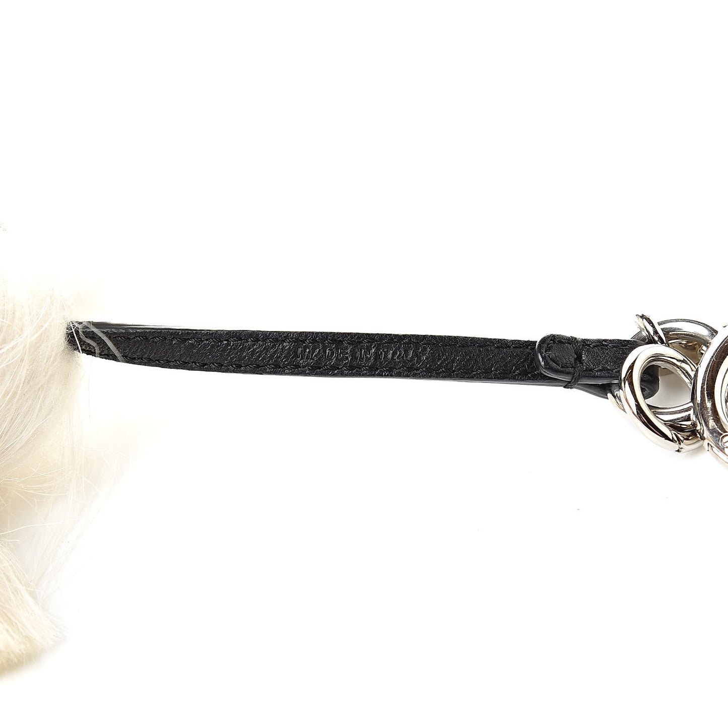 Fox Goat Mink Fur Nappa Crystal Studded Mini Karlito Tuxedo Bag Charm White Multicolor