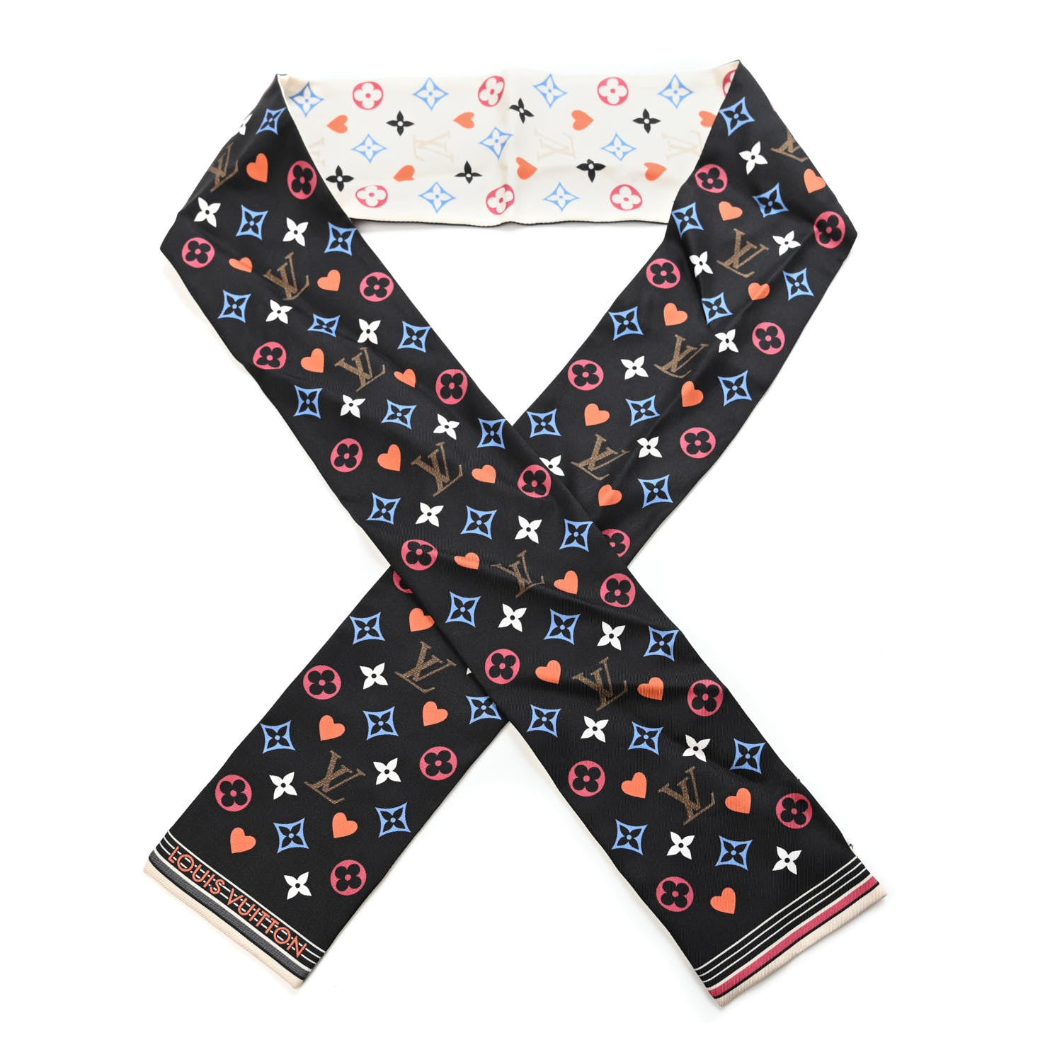Louis Vuitton Silk Game On Bandeau Black White 1 of 4