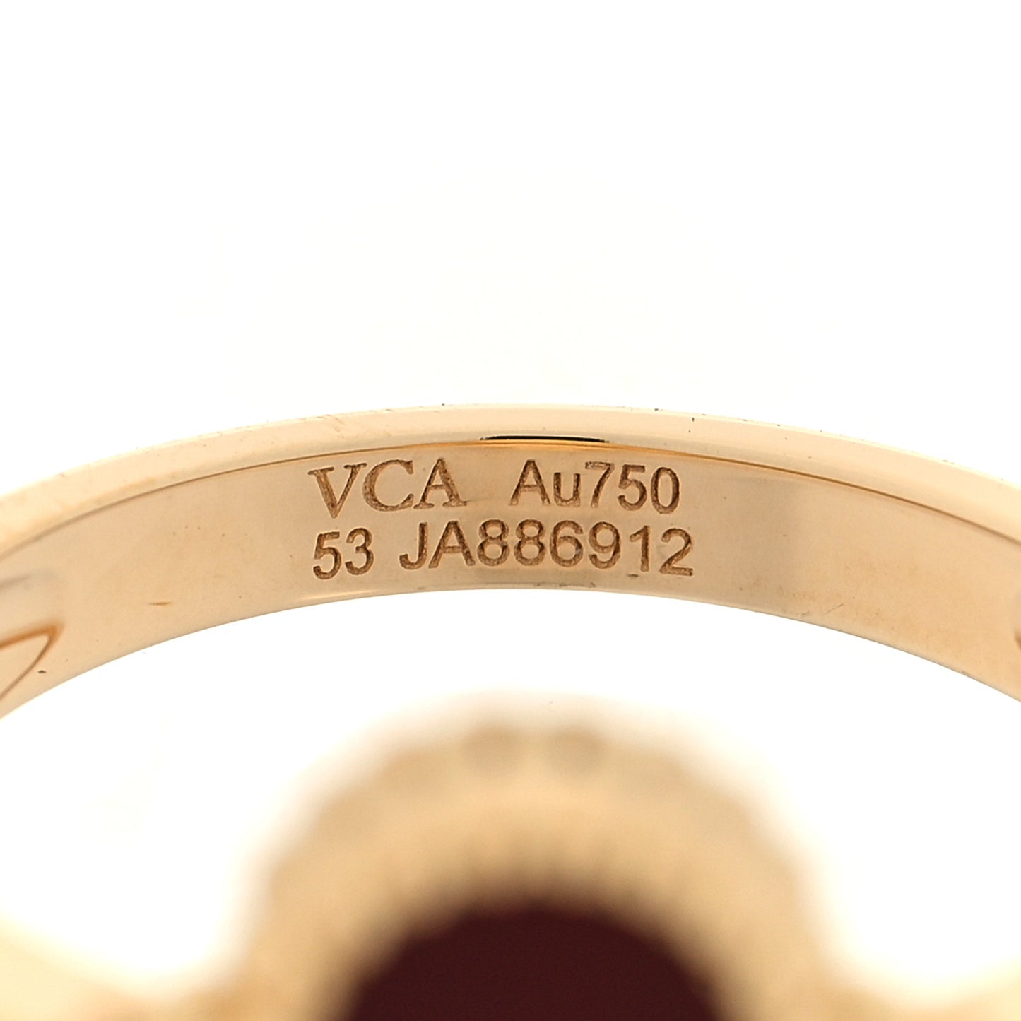 18K Yellow Gold Diamond Carnelian Vintage Alhambra Ring 53 6.25