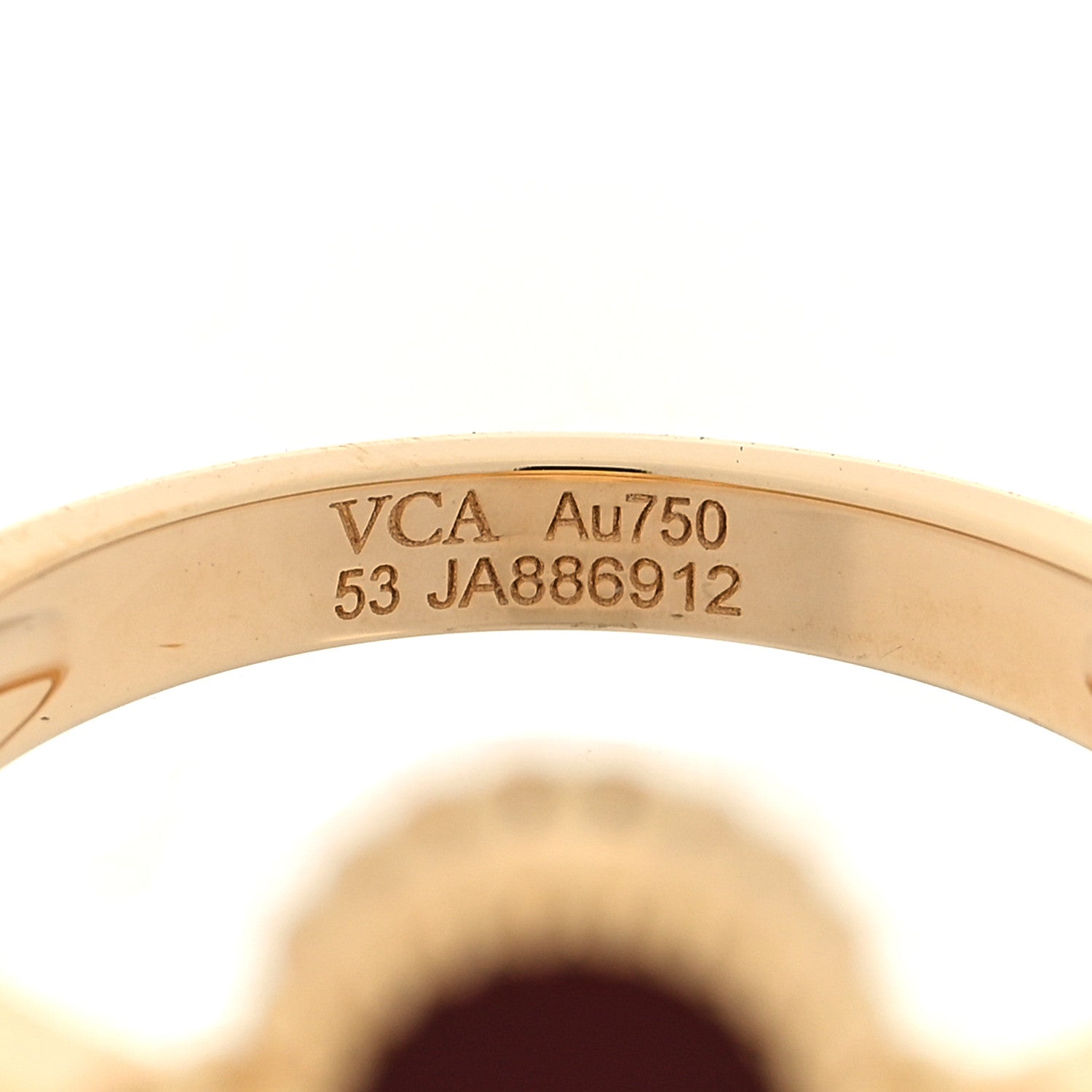 Van Cleef & Arpels 18K Yellow Gold Diamond Carnelian Vintage Alhambra Ring 53 6.25 4 of 6
