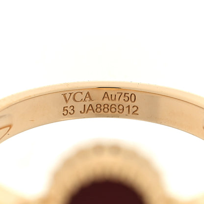 Van Cleef & Arpels 18K Yellow Gold Diamond Carnelian Vintage Alhambra Ring 53 6.25 4 of 6