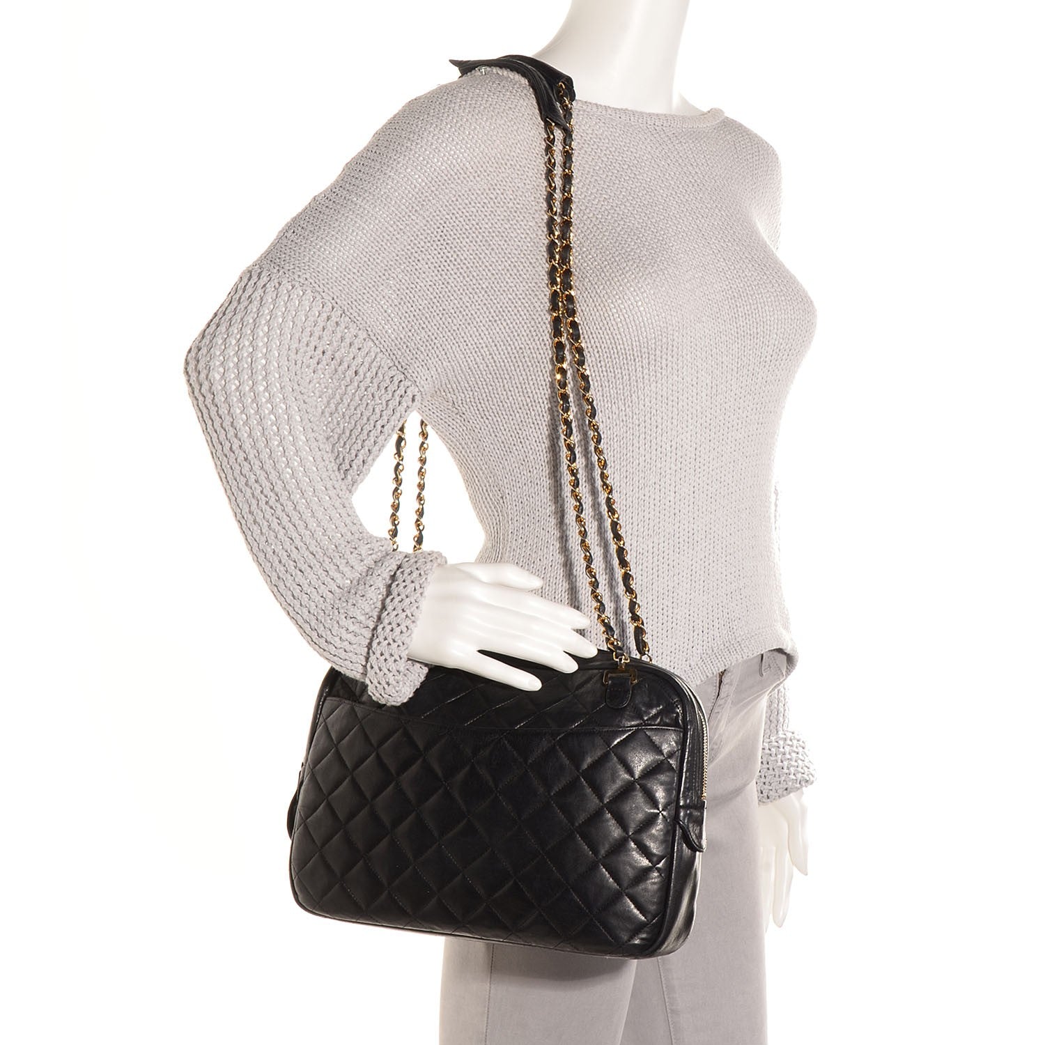 Chanel Lambskin Quilted Camera Case Black 2 of 10