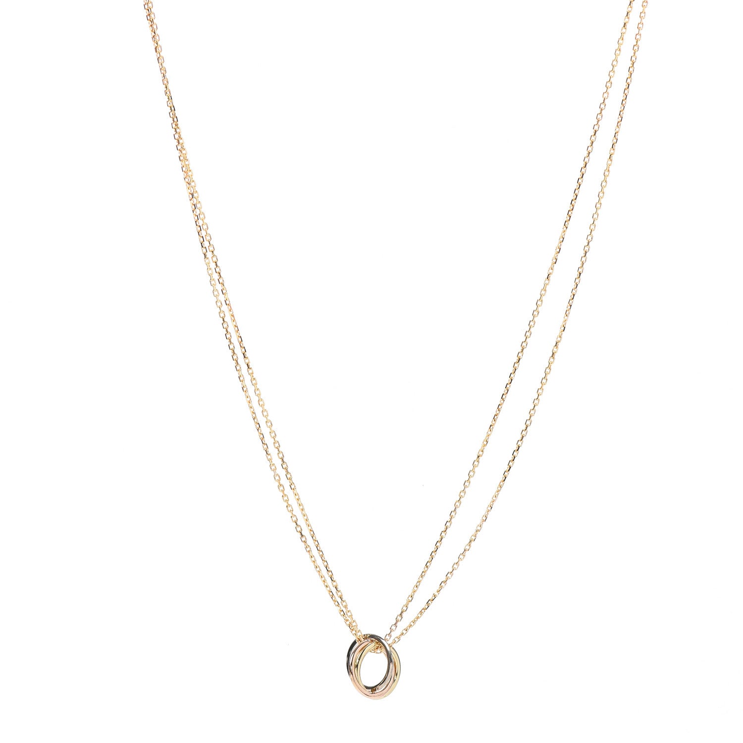 Cartier 18K Pink Yellow White Gold Trinity Double Chain Pendant Necklace 1 of 6