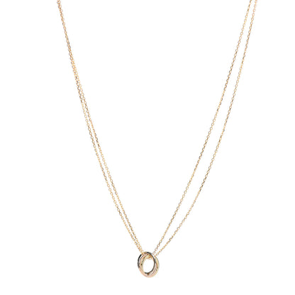 Cartier 18K Pink Yellow White Gold Trinity Double Chain Pendant Necklace 1 of 6
