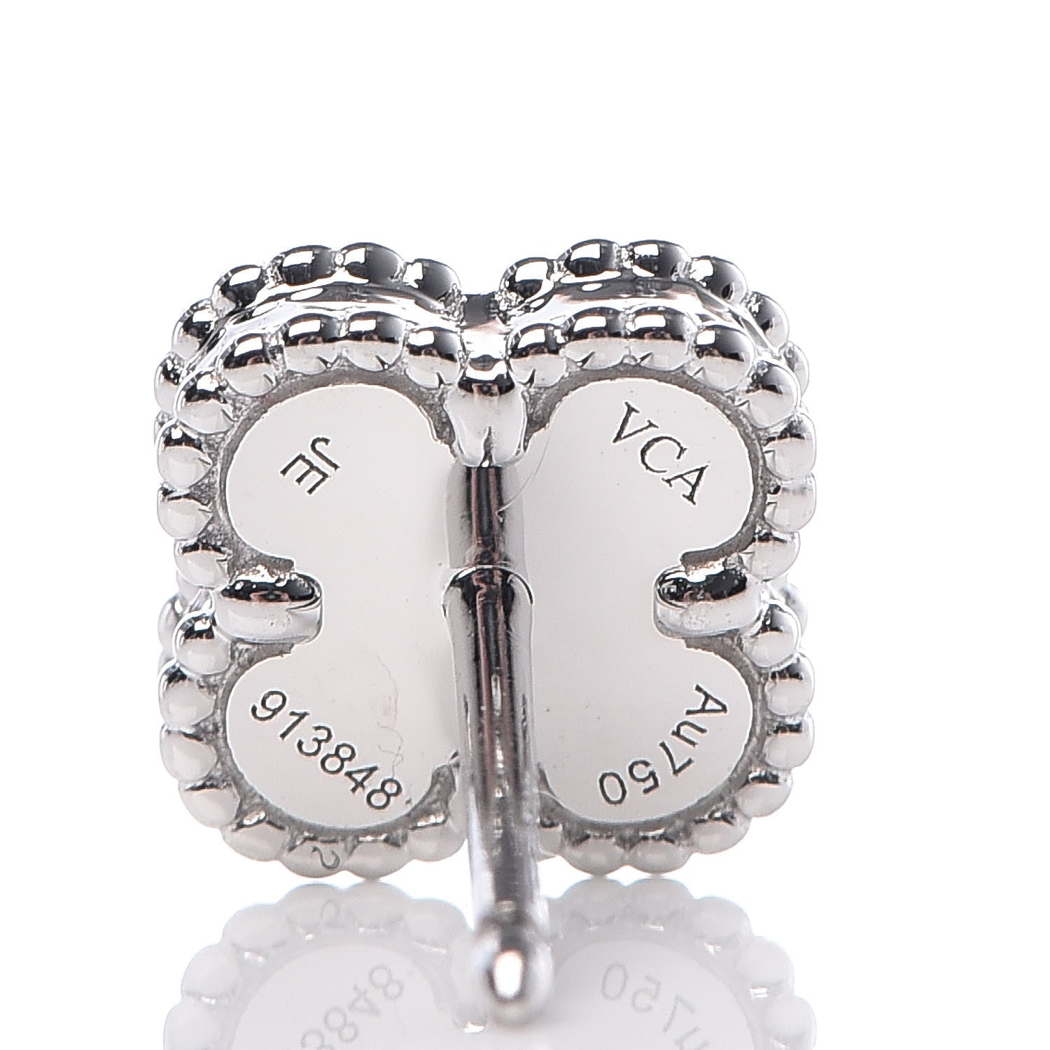 Van Cleef & Arpels 18K White Gold Mother of Pearl Sweet Alhambra Earrings 3 of 6