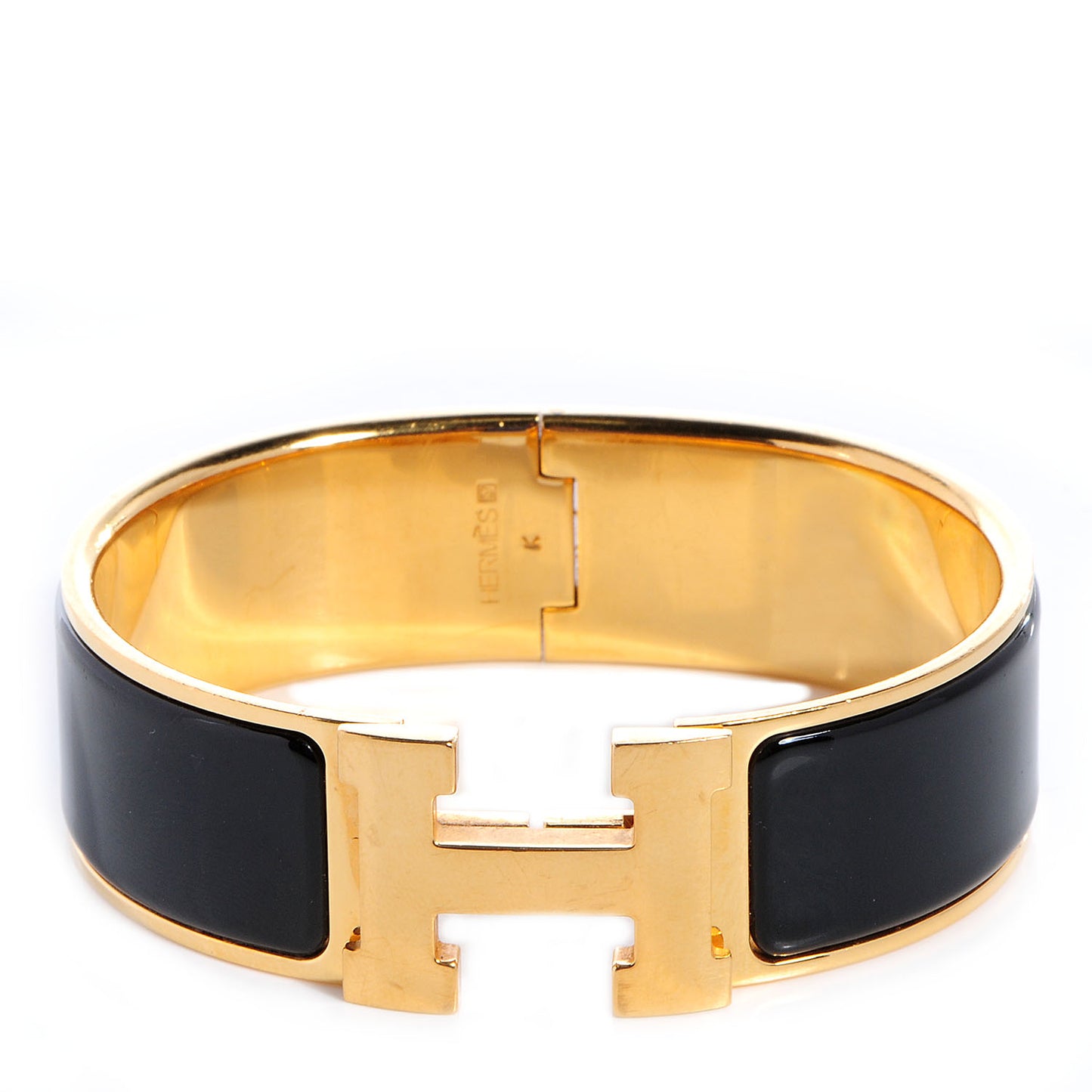 Enamel Clic Clac H Bracelet Wide GM Black