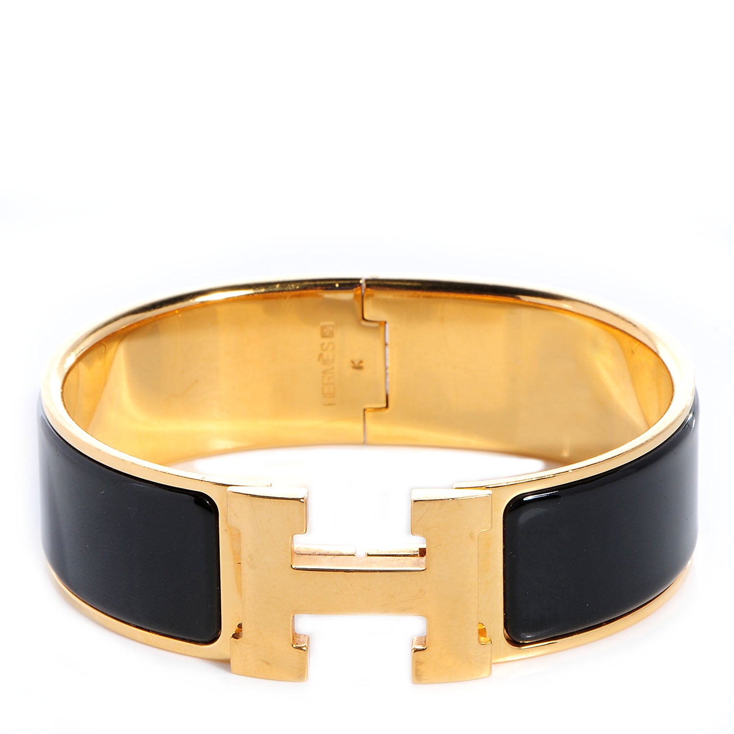 Hermes Enamel Clic Clac H Bracelet Wide GM Black 1 of 4