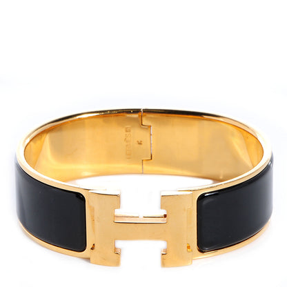 Hermes Enamel Clic Clac H Bracelet Wide GM Black 1 of 4