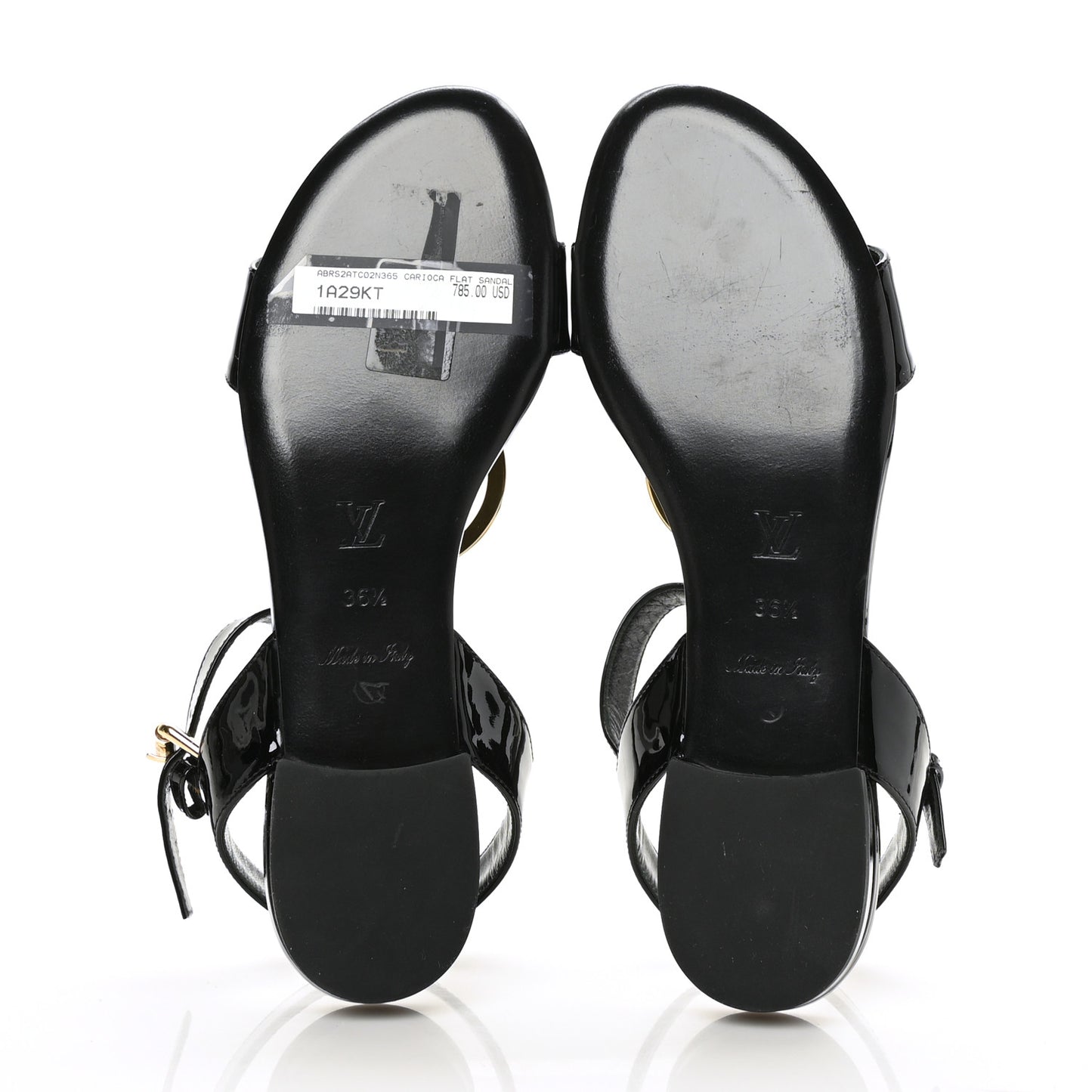 Patent Carioca Flat Sandals 36.5 Black