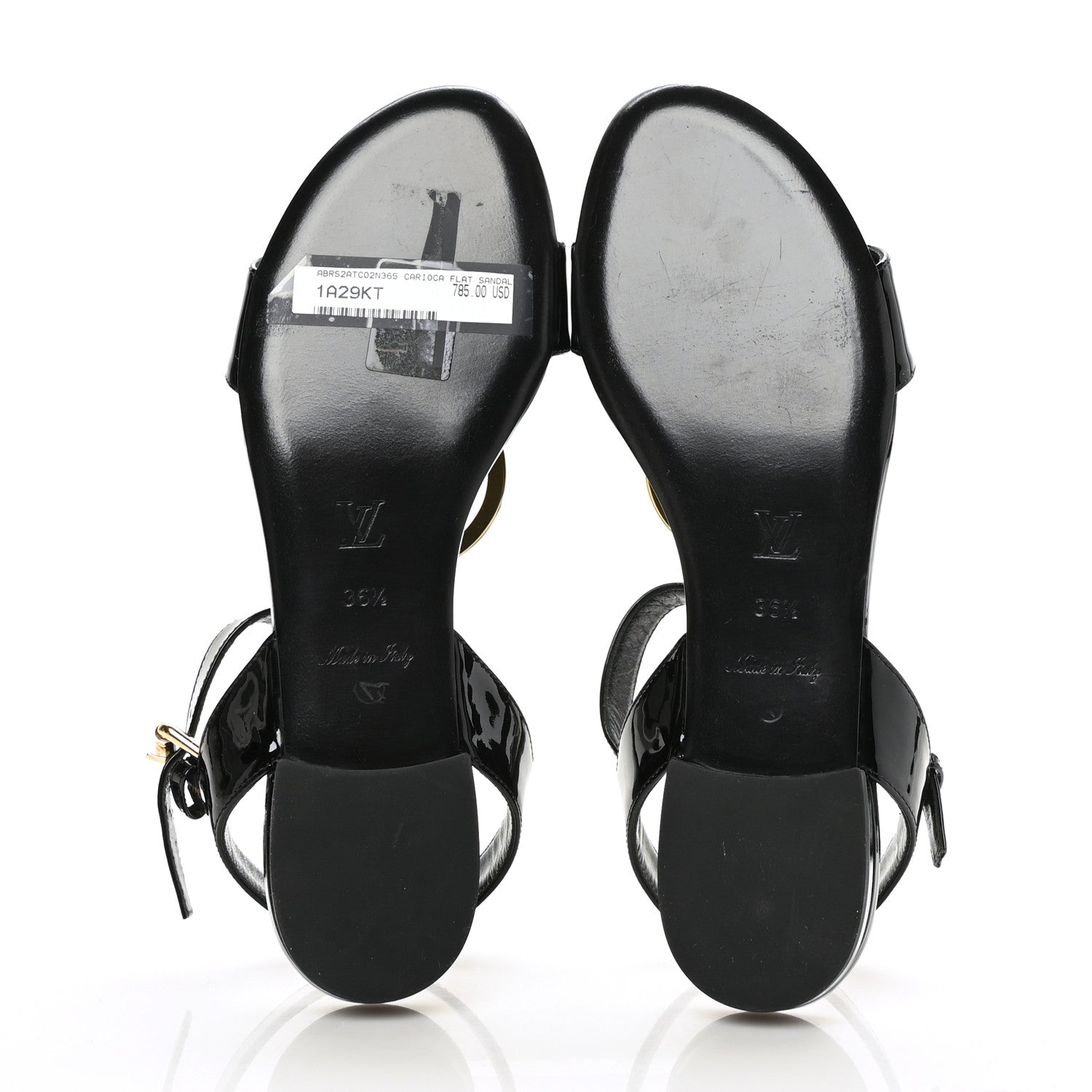 Louis Vuitton Patent Carioca Flat Sandals 36.5 Black 5 of 7