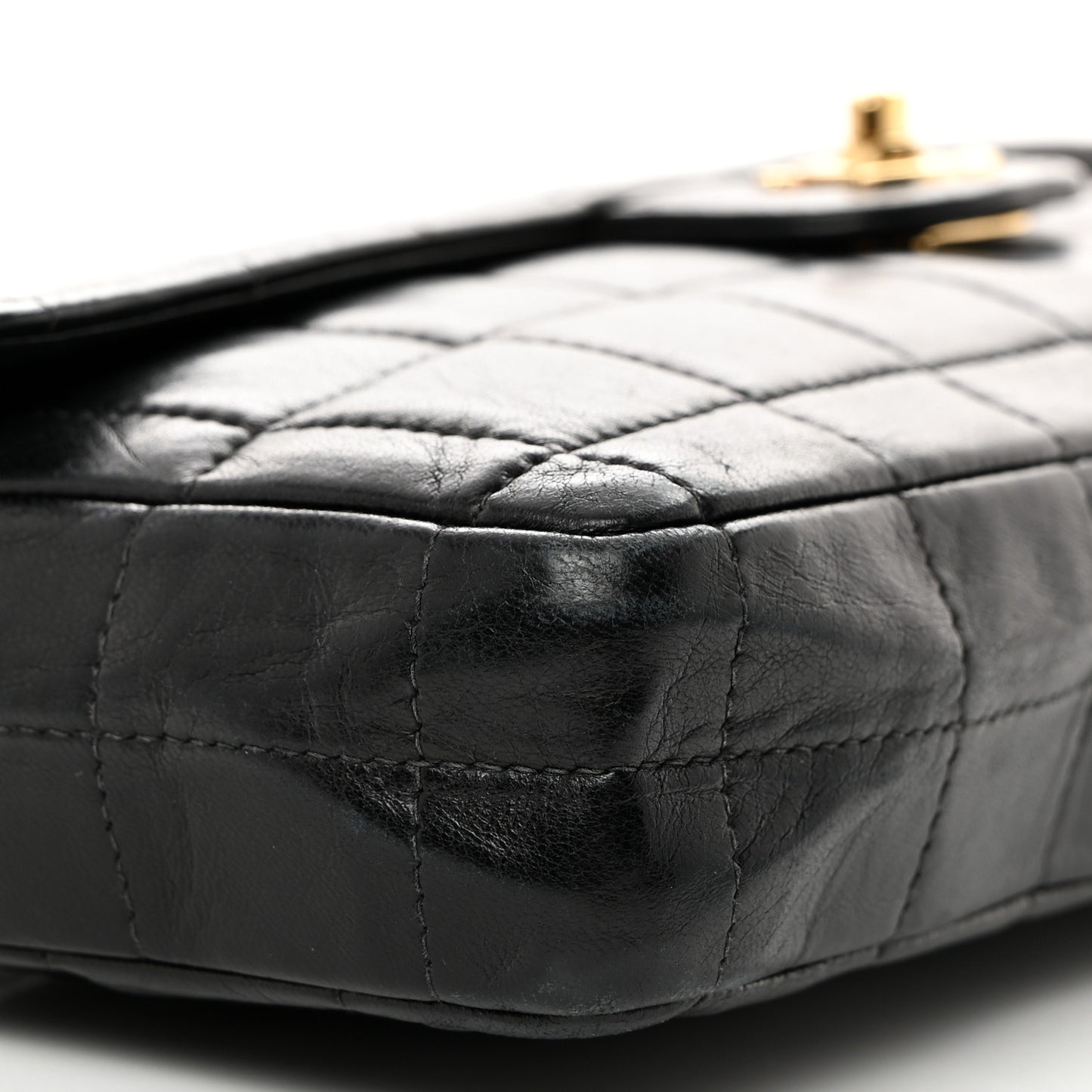 Lambskin East West Chocolate Bar Flap Black