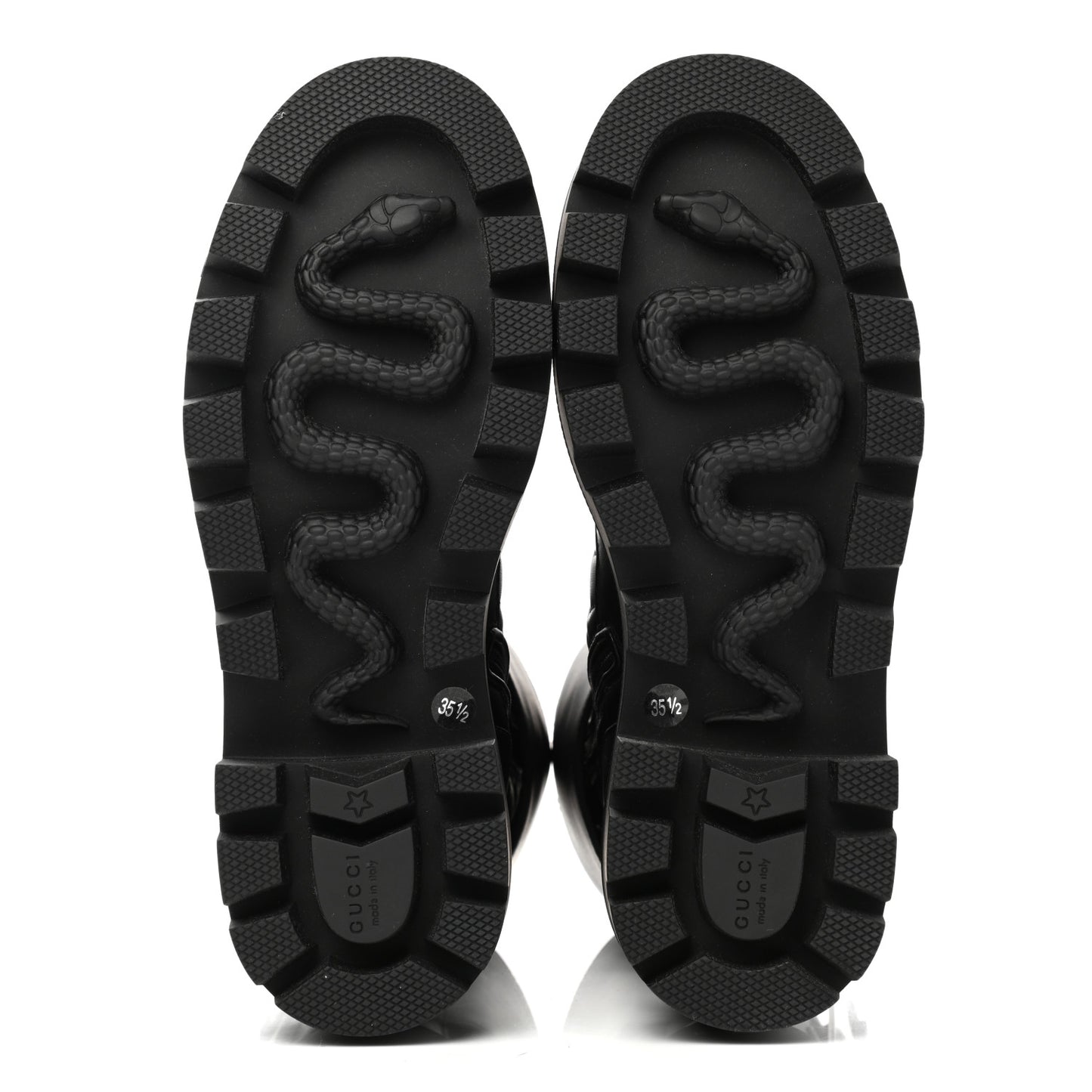 Nappa Frances GG Matelasse Platform Combat Boots 35.5 Black