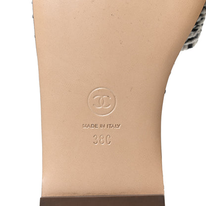 Chanel Cord CC Mules 38 Beige Black 8 of 12