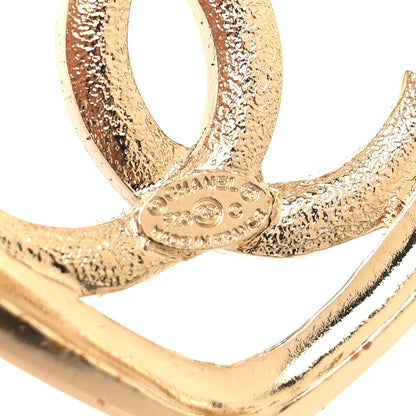 Chanel Metal Crystal CC Logo Heart Earrings Gold 4 of 5