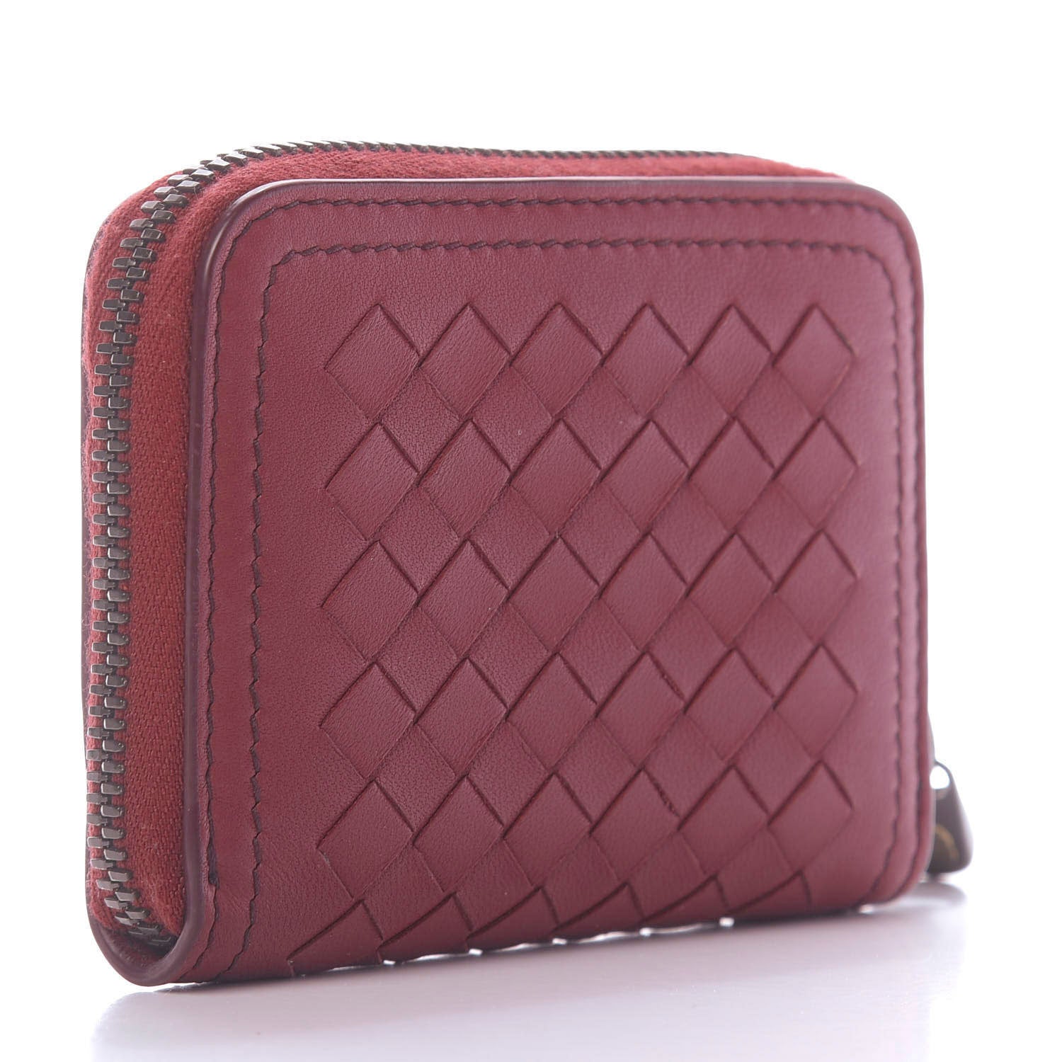 Bottega Veneta Nappa Intrecciato Zip Around Coin Purse Red 3 of 8