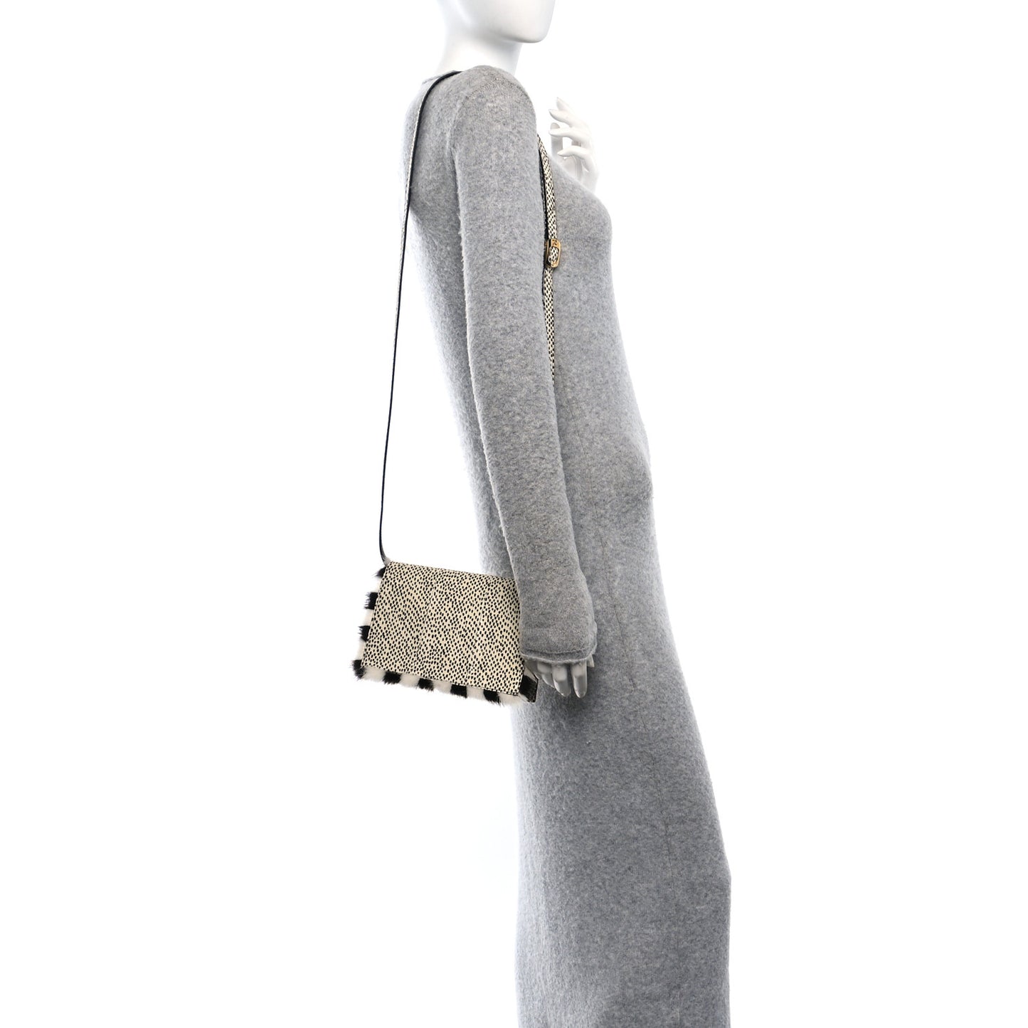 Watersnake Mink Daisy Clutch White Black