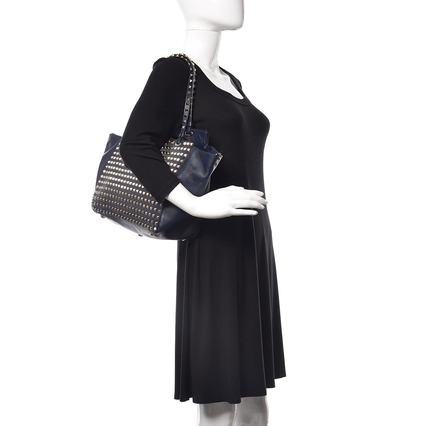 Vitello Medium Rockstud All Over Tote Marine