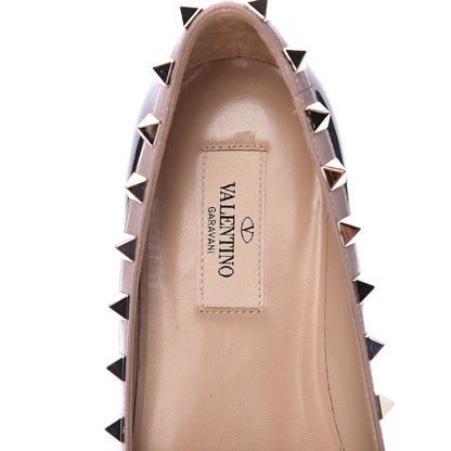 Valentino Garavani Patent Rockstud Ballerina Flats 37 Black Poudre 6 of 9