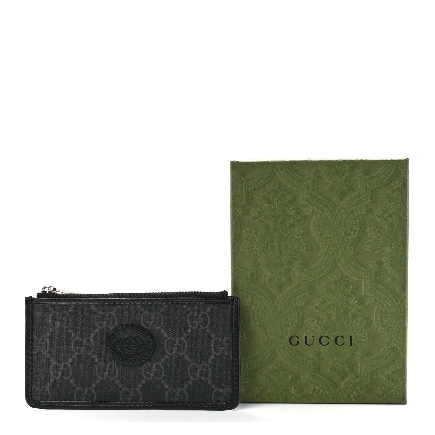 Gucci GG Supreme Monogram Azalea Calfskin Retro Interlocking G Coin Case Card Holder Black 11 of 11