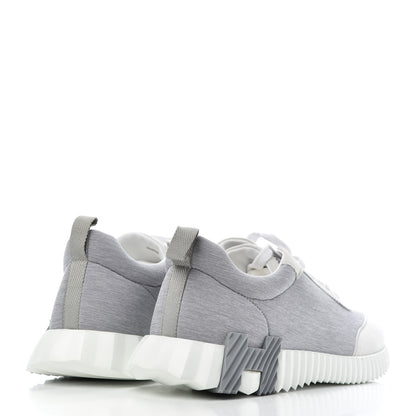 Hermes Technical Canvas Suede Goatskin Mens Bouncing Sneakers 44 Gris White 4 of 8