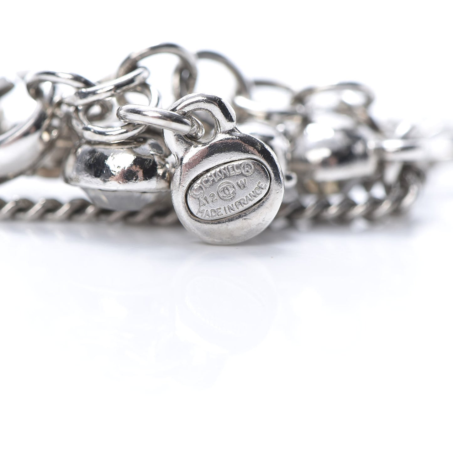 Crystal CC Drop Pendant Necklace Silver